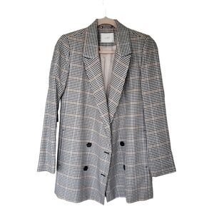 Just Female Holmes Oversized Double Breasted  Checkered Plaid Blazer